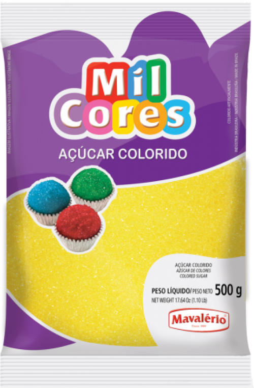 Açúcar Colorido Amarelo 500g - Mil Cores