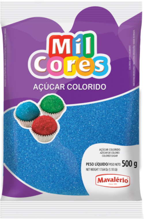 Açúcar Colorido Azul 500g - Mil Cores