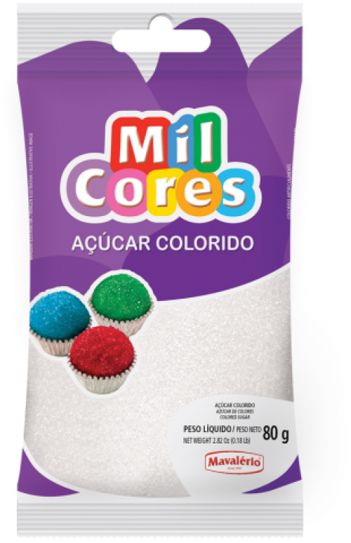 Açúcar Colorido Branco 80g - Mil Cores