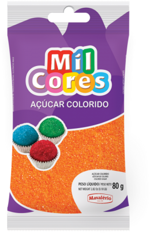 Açúcar Colorido Laranja 80g - Mil Cores