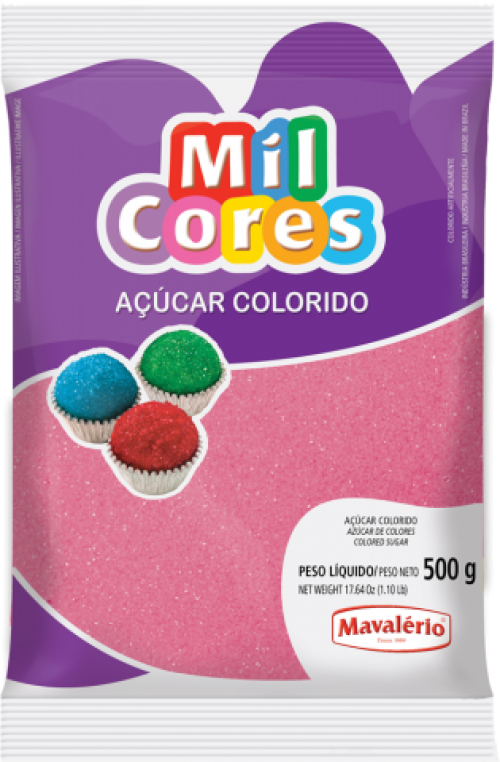 Açúcar Colorido Rosa 500g - Mil Cores