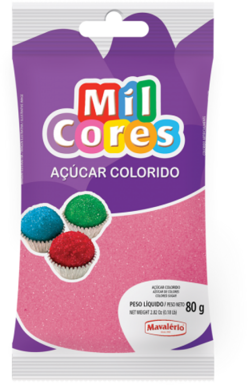 Açúcar Colorido Rosa 80g - Mil Cores