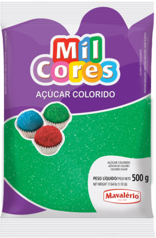 Açúcar Colorido Verde 500g - Mil Cores