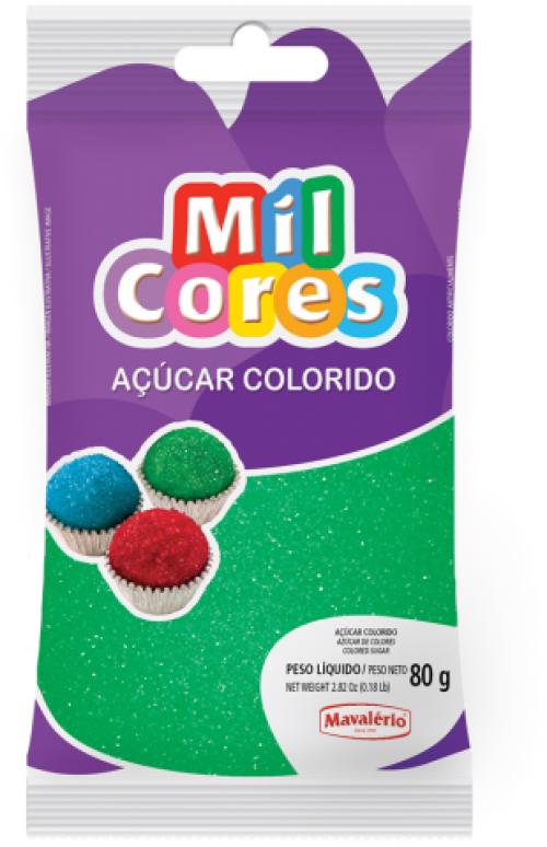 Açúcar Colorido Verde  80g - Mil Cores