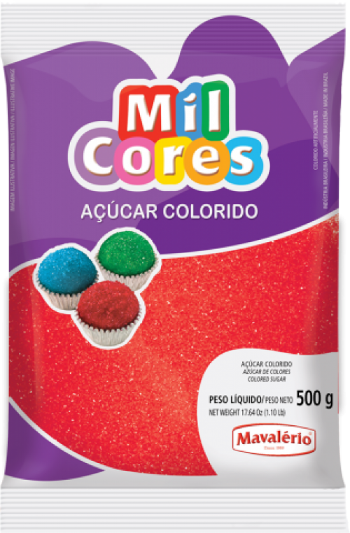 Açúcar Colorido Vermelho 500g - Mil Cores
