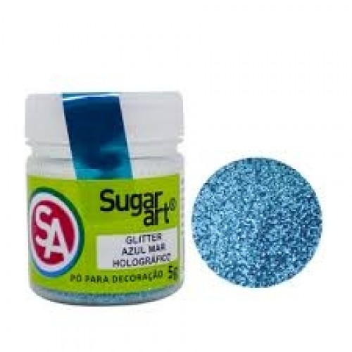 Glitter para Decoração Azul Mar Holográfico 5g - Sugar Art