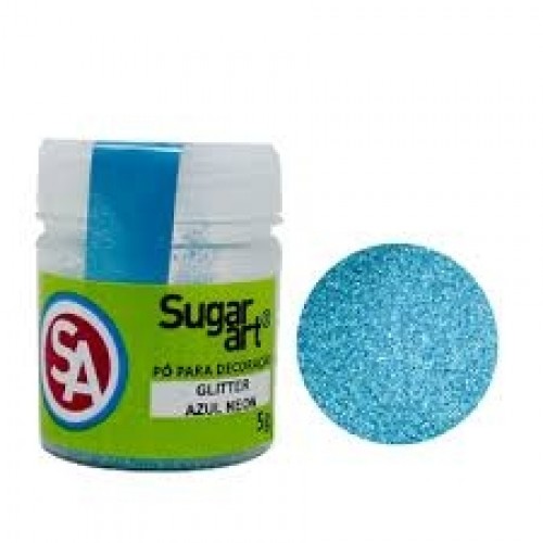 Glitter para Decoração Azul Neon 5g - Sugar Art