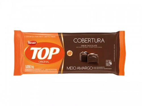 Barra Cobertura Top Fracionada Sabor Chocolate Meio Amargo 1,050kg - Harald