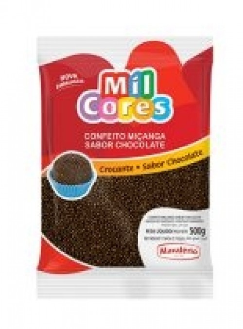 Confeito Miçanga Sabor Chocolate  N°0 500g - Mil Cores 
