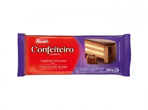 Barra Cobertura Fracionada Confeiteiro Sabor Chocolate Blend 1,050Kg - Harald