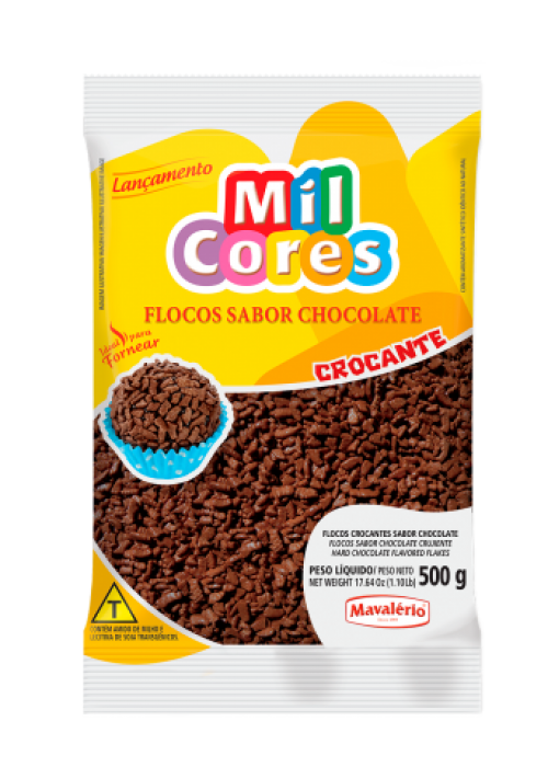 Flocos Sabor Chocolate Crocante 500g - Mil Cores