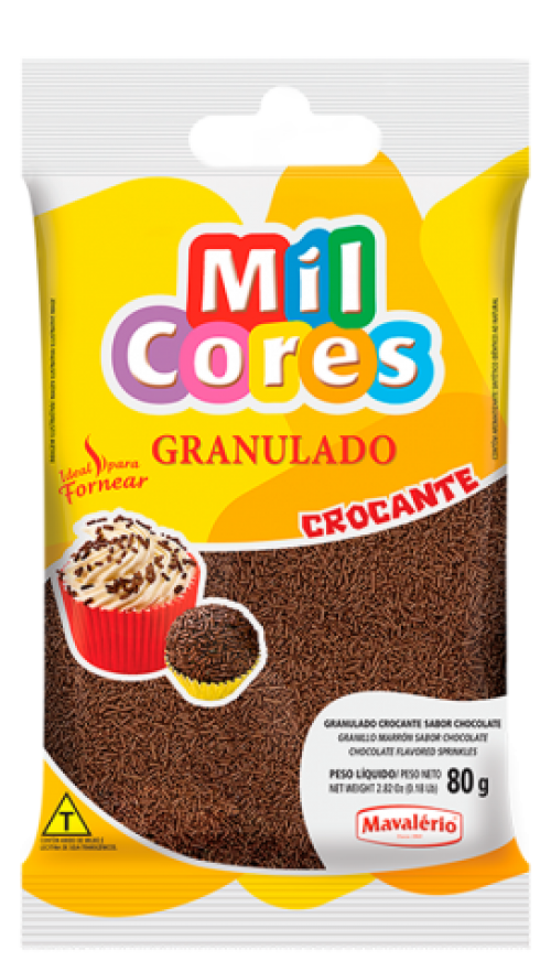 Granulado Crocante Sabor Chocolate 80G - Mil Cores