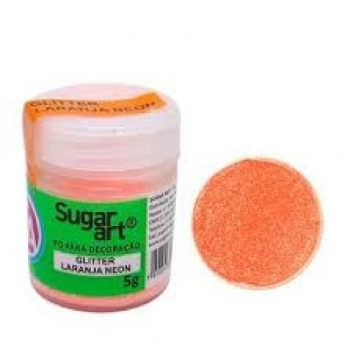 Glitter para Decoração Laranja Neon 5g - Sugar Art