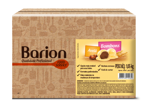 Bombom Sabor Chocolate e Avelã com Cobertura Sabor Chocolate Branco 1,05Kg - Barion