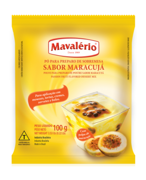 Pó para Preparo de Sobremesa Sabor Maracujá 100g - Mavalério