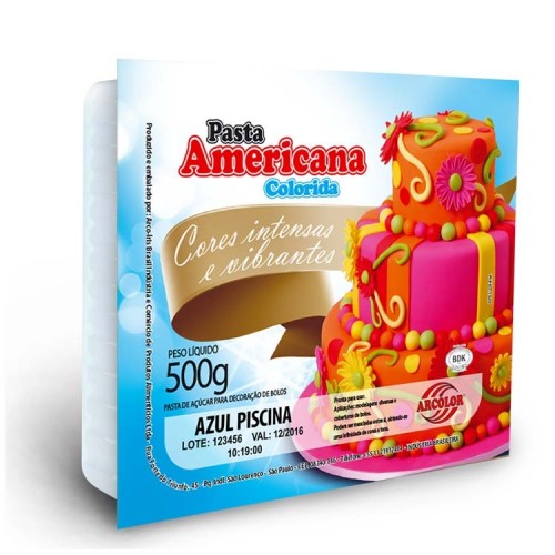 Pasta Americana Azul Piscina Sabor Baunilha 500g - Arcolor